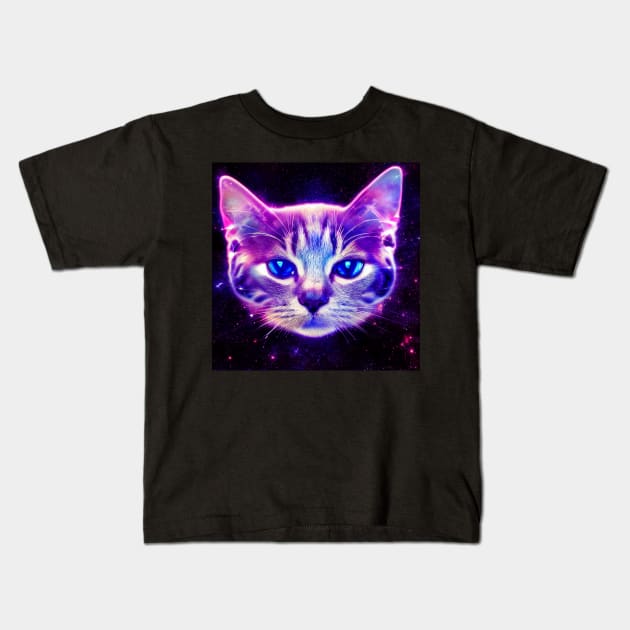 Cosmic Kitty Kids T-Shirt by Happy Woofmas